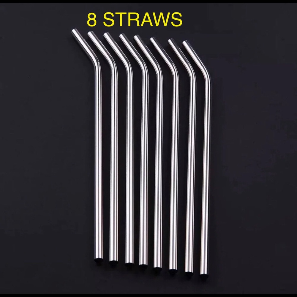 8 stainless steel bent angled drinking straws